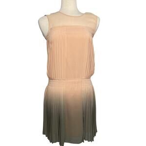 BEBE Vintage Peach & Grey Ombre Pleated Dress, Loose, straight silhouette Size 0